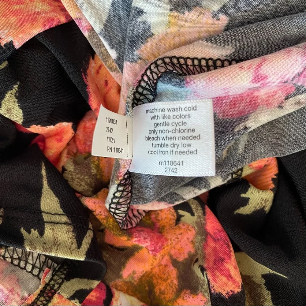 Lane Bryant Black Pink and orange Floral tie neck dress size 22/24 - Picture 6 of 7